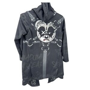 Scummy Bears Mens M Hooded Cloak Hoodie Black Graphic Punk Bear Rave Goth